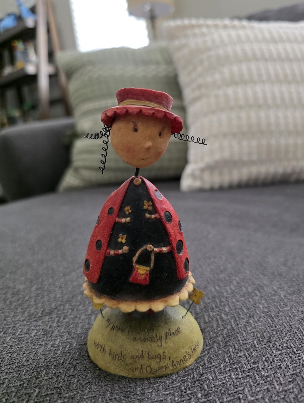 Handcrafted Red & Black Ladybug Figurine - Rare